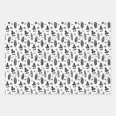 白と黒の草地のインクスタンプ ラッピングペーパーシート (正面3)