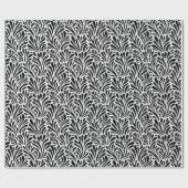 白と黒の葉のハーブのパターン ラッピングペーパー (フラット)