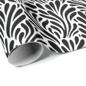 白と黒の葉のハーブのパターン ラッピングペーパー (ロールコーナー)