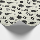 白と黒の蝶のシームレスなパターン ラッピングペーパー (角)