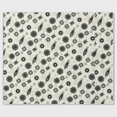 白と黒の蝶のシームレスなパターン ラッピングペーパー (フラット)