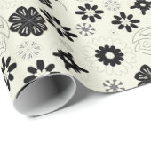 白と黒の蝶のシームレスなパターン ラッピングペーパー (ロールコーナー)