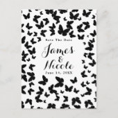 白と黒の蝶の日付を保存 案内ポストカード (正面)