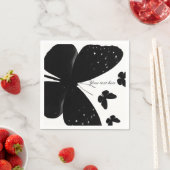 白と黒の蝶シックカスタムパーティー スタンダードカクテルナプキン (インサイチュ)