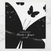 白と黒の蝶パーティーワインラベル ワインラベル (シングルラベル)