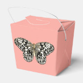 白と黒の蝶、コーラルピンク背景 フェイバーボックス (裏面サイド)