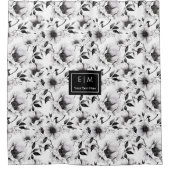 白と黒の見事な花のシャワーカーテン シャワーカーテン (正面)