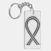 白と黒の認識度リボンカスタムキーチェーン キーホルダー (正面左)