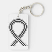 白と黒の認識度リボンカスタムキーチェーン キーホルダー (裏面)