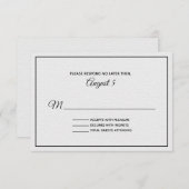 白と黒の質感のある結婚式RSVPカード 出欠カード (正面/裏面)