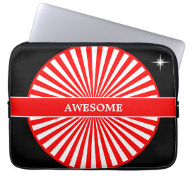 白と黒の赤いライジングサンレイ ラップトップスリーブ