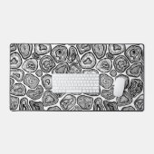 白と黒の輪切り デスクマット (キーボード&マウス)