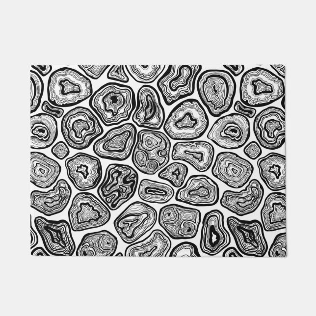 白と黒の輪切り ドアマット (正面)