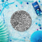 白と黒の輪切り ペーパープレート (パーティー)