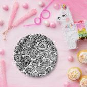 白と黒の輪切り ペーパープレート (パーティー)