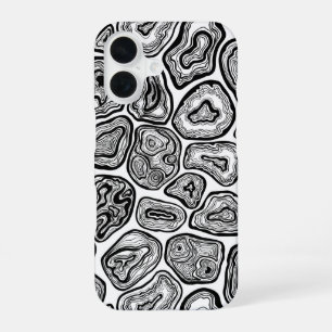 白と黒の輪切り iPhone 16ケース