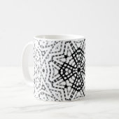 白と黒の透かし模様の幾何学模様 エルサ コーヒーマグカップ (正面左)
