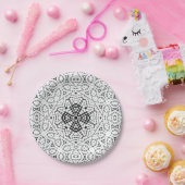 白と黒の透かし模様のElsa ペーパープレート (パーティー)