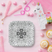 白と黒の透かし模様のElsa ペーパープレート (パーティー)