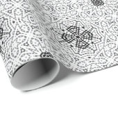 白と黒の透かし模様のElsa ラッピングペーパー (ロールコーナー)