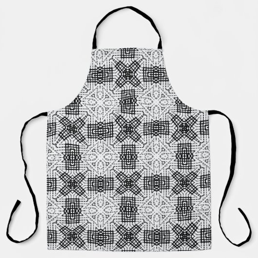 白と黒の透かし模様Anna エプロン (正面)