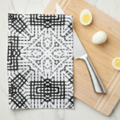 白と黒の透かし模様Anna キッチンタオル (四つ折り)