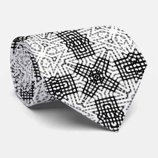 白と黒の透かし模様Anna ネクタイ (ロール)
