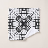 白と黒の透かし模様Anna バスタオルセット (ウォッシュタオル)