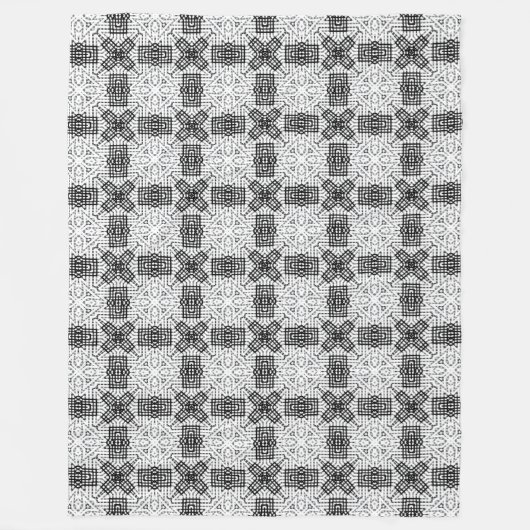 白と黒の透かし模様Anna フリースブランケット (正面)