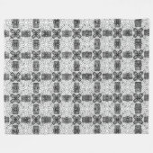 白と黒の透かし模様Anna フリースブランケット (正面(横))