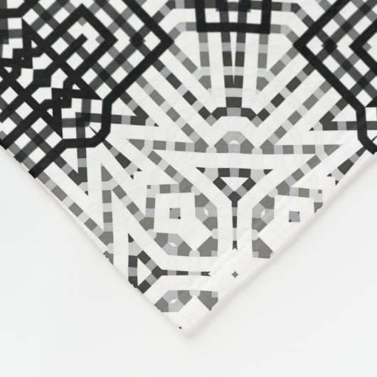 白と黒の透かし模様Anna フリースブランケット (角)