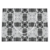 白と黒の透かし模様Anna ラージペーパーバッグ (正面)