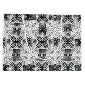 白と黒の透かし模様Anna ラージペーパーバッグ (裏面)