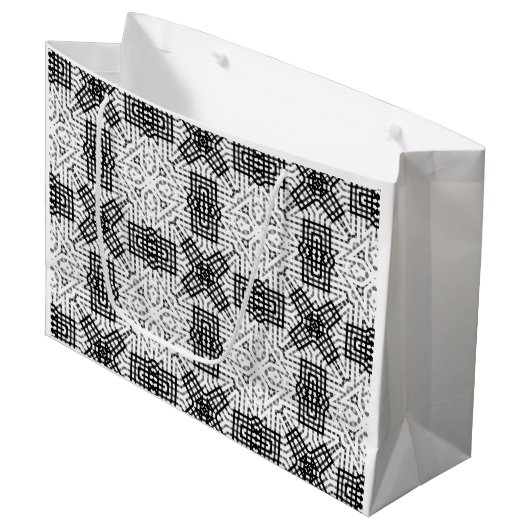 白と黒の透かし模様Anna ラージペーパーバッグ (正面アングル)