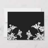白と黒の野の花のお悔やみ御礼カード 招待状 (裏面)