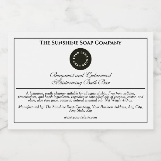 白と黒の防水石鹸の製品ラベル フードラベル (シングルラベル)