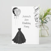 白と黒の風船フォーマル21歳誕生日 招待状 (スタンド正面)