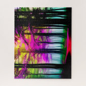 白と黒の魅惑的な霧の森と緑 ジグソーパズル (縦)