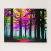 白と黒の魅惑的な霧の森と緑 ジグソーパズル (横)