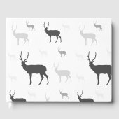 白と黒の鹿のシルエット ゲストブック – ラスティック (正面)