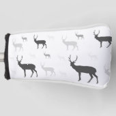 白と黒の鹿シルエット装飾用クッション ゴルフヘッドカバー (正面)