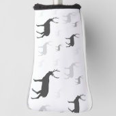 白と黒の鹿シルエット装飾用クッション ゴルフヘッドカバー (回転90)