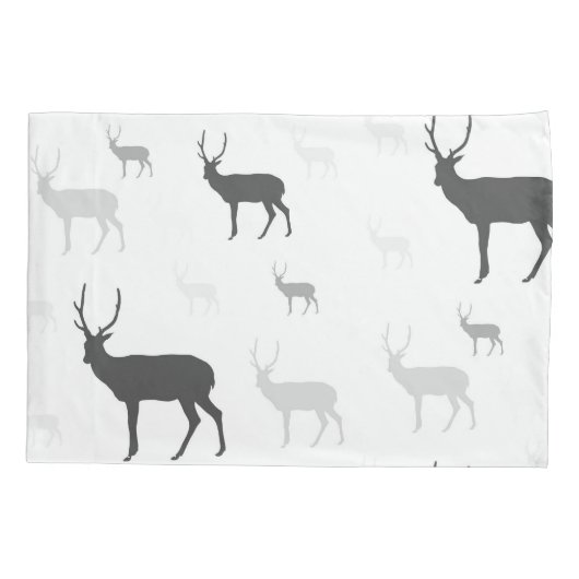 白と黒の鹿シルエット装飾用クッション 枕カバー (裏面)
