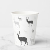 白と黒の鹿シルエット装飾用クッション 紙コップ (正面)