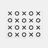 白と黒のXとOs フリースブランケット (正面(横))