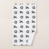白と黒のX O XO X&Oのかわいいトレンド バスタオルセット (ハンドタオル)