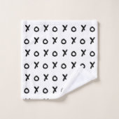 白と黒のX O XO X&Oのかわいいトレンド バスタオルセット (ウォッシュタオル)