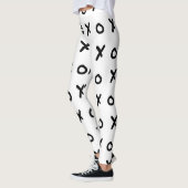 白と黒のX O XO X&Oのかわいいトレンド レギンス (左)