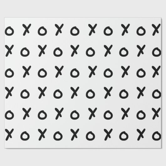 白と黒のX O XO X&Oのトレンディでかわいい ラッピングペーパー (フラット)