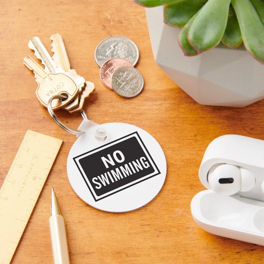 白と黒はっきりしたの水泳記号警告なし キーホルダー